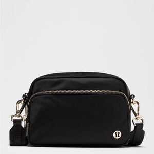lululemon athletica Black Crossbody Bag with Gold Hardware